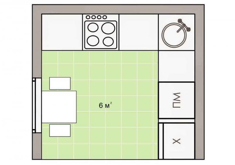 Обустройство кухни 6 кв.м. 5