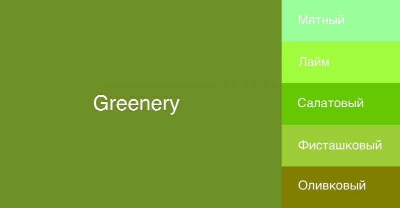 Палитра модных зеленых оттенков