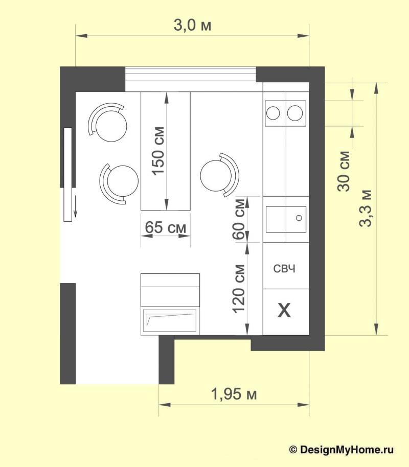 Планировка кухни 8 кв.м (op-2, г. Москва)