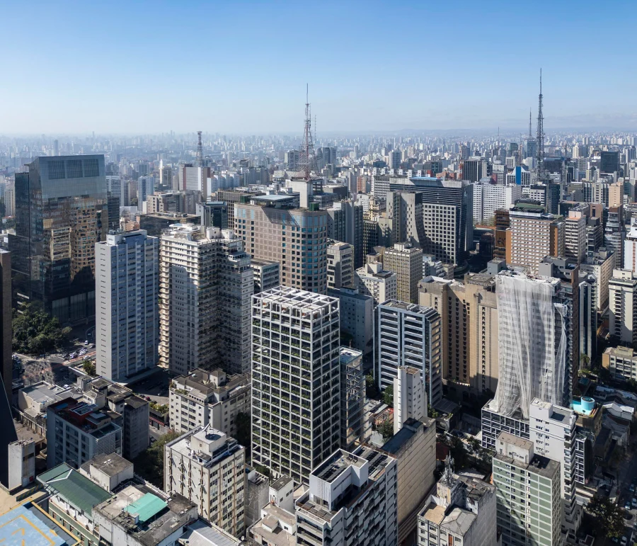 Небоскрёб с непрерывной сеткой из кашпо в Сан-Паулу, Бразилия