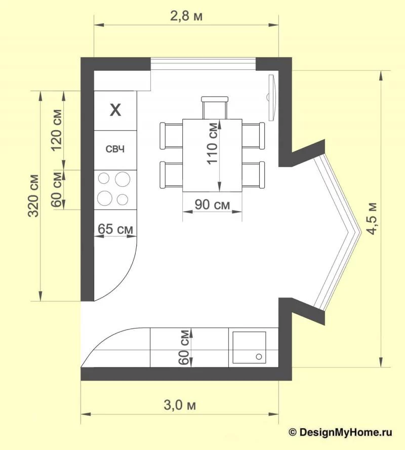 Планировка кухни 14 кв.м (Instilier, г. Москва)