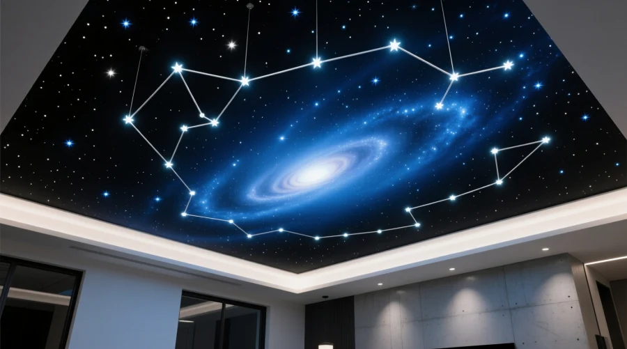 Магический дизайн: натяжной потолок в стиле звездное небо