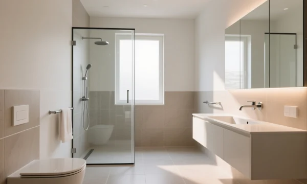 Стеклянная перегородка &mdash; стильный акцент в интерьере ванной комнаты